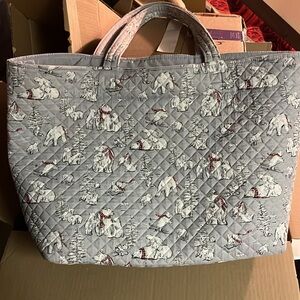 Vera  Bradley iconic grand tote, retired Beary Merry pattern.